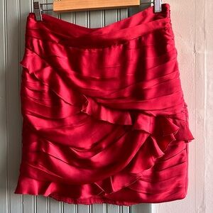 Silky, Ruffled Red Skirt